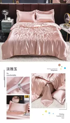 Mulberry Silk Bedding Set, capa de edredão, lençol, fronha, lençol de cetim luxo, cor sólida, rei, rainha, completo, Twin Size - loja online