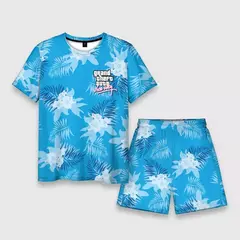 Conjunto de shorts de praia de verão masculino, roupas de homem extragrande, Game Grand Theft Auto 3D Palm Tree Print, GTA T-shirt, 2 Pcs Set - comprar online