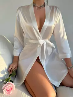 Mulheres cetim robe de noite, manga longa, decote V, cinto, roupa de dormir sólida na internet