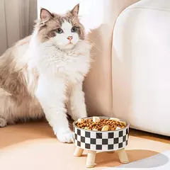 Tigela para cães e gatos com bolinhas xadrez em aço inoxidável antiderrapante fácil de limpar para ambientes internos e externos - comprar online
