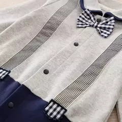 Macacão de algodão manga comprida para bebê recém-nascido, estilo cavalheiro, alças de festa, roupas confortáveis, primavera e outono, 0-18 - comprar online