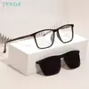 Clipe quadrado polarizado em óculos de sol para homens, leve, flexível, tr90, óculos vintage, armações para lentes graduadas, moda