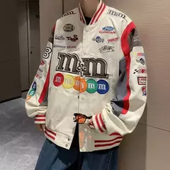Jaqueta de beisebol M Letter bordada para homens e mulheres, casacos Harajuku, hip-hop, casais estampados, remendo do colégio, jaquetas bomber Y2K
