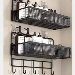 Imagem do Portable Hanging Wall-Mounted Storage Rack, No-Drilling, Banheiro, Cebola, Alho, Tempero Organizador, Cozinha Cesta De Armazenamento, Umidade