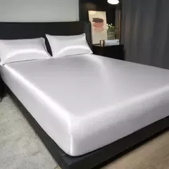 Elegante cetim equipado lençol, folha equipada, luxuoso Universal King e Queen Size, 35cm de altura, adiciona opção para sua decoração do quarto