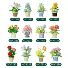 Mini vaso de flores blocos de construção buquê de flores blocos educativos crianças brinquedos presente do dia das mães - loja online