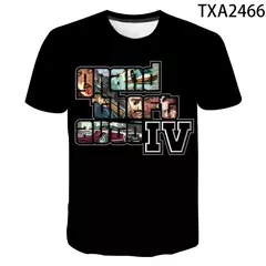 Imagem do Camiseta do jogo Grand Theft Auto para homens e mulheres, Gta 4, 3D Print, O-Neck, T-shirt de manga curta, roupas grandes, moda casual, homem