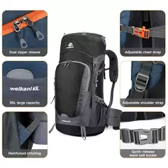 Mochila de caminhada resistente à água com capa de chuva, esporte ao ar livre, mochila de viagem para camping, escalada, montanhismo, 65L na internet