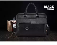 Bolsa de ombro de couro masculina, pasta para laptop, mensageiro, carteira de negócios, marca de luxo, pasta para documento A4 - comprar online