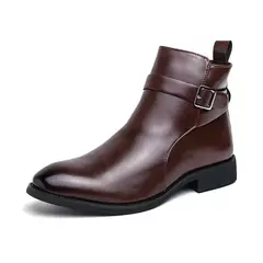 Botas altas de luxo masculinas, botas marrons de motocicleta, moda plataforma, botas masculinas, sapatos de couro casuais, alta qualidade - comprar online