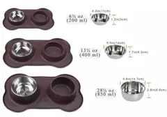 Tigela dupla antiderrapante para cães, com tapete de silicone, durável, aço inoxidável, alimentador de alimentos para animais de estimação, tigelas para cães e gatos - Wolf Magazine