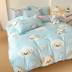 Egw-roupa de cama para menino e menina, jogo de cama com desenhos animados, cinza, leão, rosa, urso, fronha, impresso, casa, criança, 3pcs - comprar online