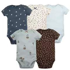 Bodysuits de mangas curtas para bebês meninos e meninas, 100% algodão, macacão recém-nascido, roupas infantis, 6-24 meses, 5 pçs/lote - loja online