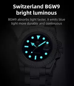 Relógio de Quartzo Analógico Masculino ADDIESDIVE, Aço Inoxidável, Luminoso 20 Bar Impermeável, Luxuoso Relógios De Mergulho, BGW9, H3 - comprar online