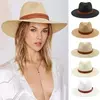 Chapéu Panamá de palha natural de aba larga para homens e mulheres, proteção UV, Fedora, chapéu de sol, verão de praia, atacado, tamanho grande, 56-58, 59-60cm, novo