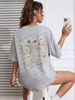 Lindos clusters de flores femininos estampa camisetas de algodão, tops casuais respiráveis macios de manga curta, roupas de rua soltas e confortáveis - Wolf Magazine