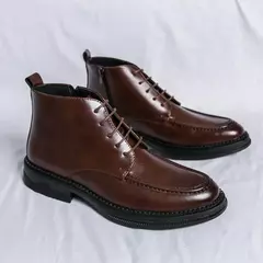 Botas de couro genuíno para homens, sapatos de vaqueiro de plataforma de segurança, zíper lateral, chelsea, designer, primavera, outono, 2023 - comprar online