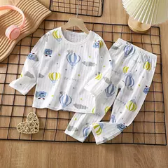 Conjunto de pijamas de manga comprida infantil, Seção fina, Roupa de bebê, Roupa doméstica, Meninos, Meninas, Crianças, Verão, Novo, 2022 - Wolf Magazine
