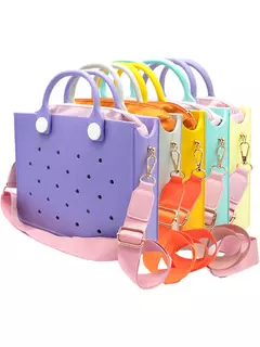 Saco de praia impermeável com furos, sacola transversal do corpo, acessórios de encantos adequados DIY, sacos de jantar feminino, elegante - comprar online