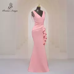 Vestido sexy de fenda lateral para mulheres, Vestido longo de baile, Ombro macio de cetim, Vestidos de noite, Vestido Maxi - comprar online