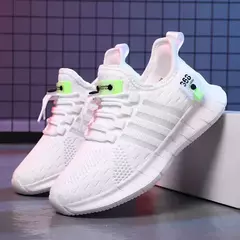 Moda calçados esportivos para crianças, tênis de malha respirável para meninos e meninas, sapatos leves ao ar livre