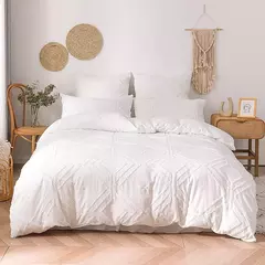 Wasart branco pitada plissado capa de edredão 220x240cm verão luxo cama casal colcha conjuntos único duplo rainha king size - comprar online