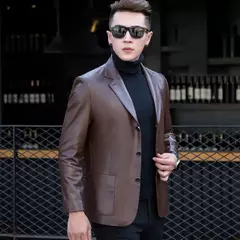 Blazers e ternos de couro masculinos, jaqueta marrom de alta qualidade, casacos de negócios, moda Premium, 2024 na internet