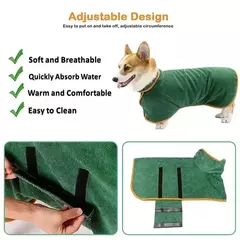 Imagem do Roupão de banho para animais de estimação, toalha de secagem rápida, absorvente de microfibra, macio, toalha ajustável, casaco de preparação para cães pequenos, médios e grandes
