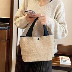 Fsafashion-bolsa de tecido palha para mulheres, bolsa casual para férias, bolsas com alça superior, bolsas de ombro retrô artesanais, moda feminina, 2024 - comprar online