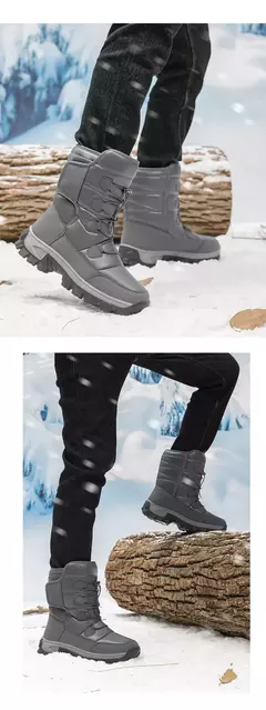 Botas de neve de pelúcia quente para homens, botas impermeáveis de motocicleta, botas antiderrapantes, top alto, novo, inverno - Wolf Magazine