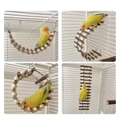 Imagem do Papagaios Gaiola Brinquedo de Escada de Treinamento Poleiro Portátil Brinquedo de Escada de Papagaio com Ganchos de Metal para