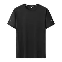 Camiseta extragrande manga curta masculina, secagem rápida, gola redonda, grande, tamanho grande, 5XL, 6XL - Wolf Magazine
