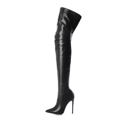 Botas femininas de salto alto com zíper traseiro, botas de personalidade na moda, tamanho grande, 11cm, 34-43 - loja online