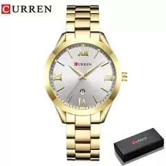 Curren-relógio das mulheres, estilo retro, impermeável, aço, quartzo, presente de Natal, 9007 na internet
