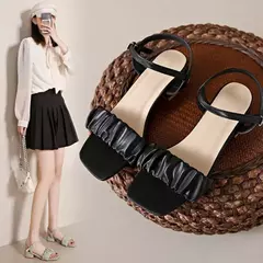 Sandálias de salto alto com saia feminina, com linha, sapatos glamorosos, estilo fada, casual, novo, verão, 2022, solteiro