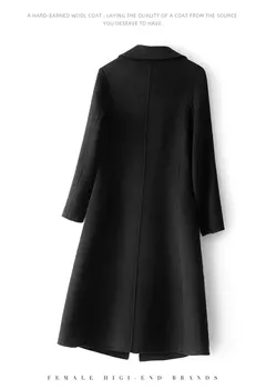 2023 elegante simples casaco feminino outono e inverno novo um botão pura lã reversível casaco de lã longo selvagem top das mulheres - Wolf Magazine
