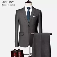 Imagem do Terno de casamento fino com três peças para homens, conjuntos monocromáticos de negócios e escritório, blazer grande, calça e colete, moda luxo
