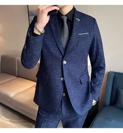 Terno xadrez formal masculino, vestido de noiva noivo, blazer de festa, calças, jaqueta, colete, calças, high-end, casual, escritório, marca - loja online