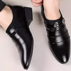 Sapato de couro clássico masculino, Deslizar, Dedo apontado, Oxfords, Formal, Casamento, Festa, Escritório, Negócios, Vestido casual, Masculino na internet