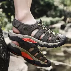 Novas sandálias masculinas de couro genuíno macio sandálias sapatos masculino na internet