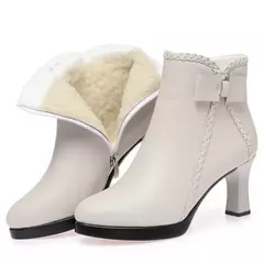 Botas de salto agulha de veludo feminino, sapatos de plataforma, botas curtas qu na internet