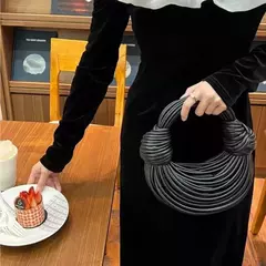 Bolsa atada corda artesanal para mulheres, embreagem noite dourada e prateada, bolsas hobo atadas, nova marca de designer, luxo e chique, 2023 - comprar online