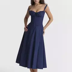 Vestido de verão estampado floral, Laço frontal feminino, Gola quadrada, Vestido de coxa dividido, Cinta de praia, Vestido de noite, Novo - comprar online