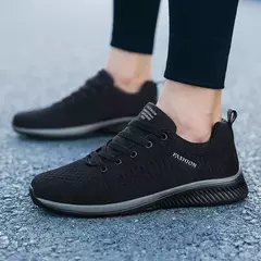 MAEDEF-Sapatos esportivos respiráveis para homens e mulheres, tênis de malha casual, corrida e caminhada, tênis de ginástica, preto