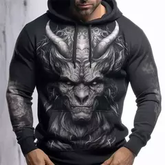 Moletom com capuz dragão estampado em 3D, pulôver casual, moletom de rua, roupas masculinas grandes, nova moda, outono e inverno