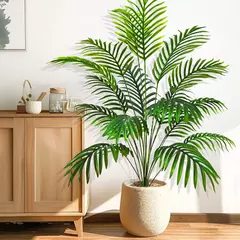 Palmeira artificial para decoração de jardim doméstico, planta falsa, plástico verde, ramos de folhas de palmeira, decoração tropical, 68-125cm, 50,2 pol