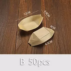 Barco De Madeira Descartável Para Sushi, Salada Sobremesa Tigela, Tigela De Madeira De Pinho, Bandeja De Placa, 50PCs
