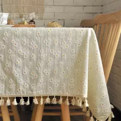 Toalha De Mesa De Mistura De Algodão Impresso Floral, Lavável Farmhouse Table Cover, Bege, Festa De Casamento, Sala De Estar, Decoração Do Chuveiro Do Bebê na internet
