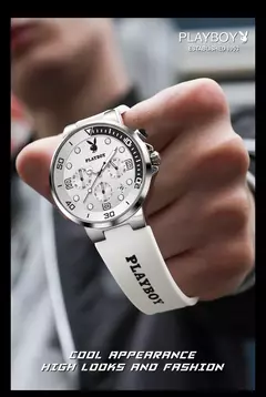 Imagem do PLAYBOY-Relógios de pulso quartzo impermeável masculino, relógios esportivos, pulseira de silicone, relógio de luxo, marca top, 2022