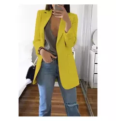 Terno casual slim fit feminino com pescoço polo, casaco temperado, moda europeia e americana, casaco de lã primavera e outono, 2024 - loja online